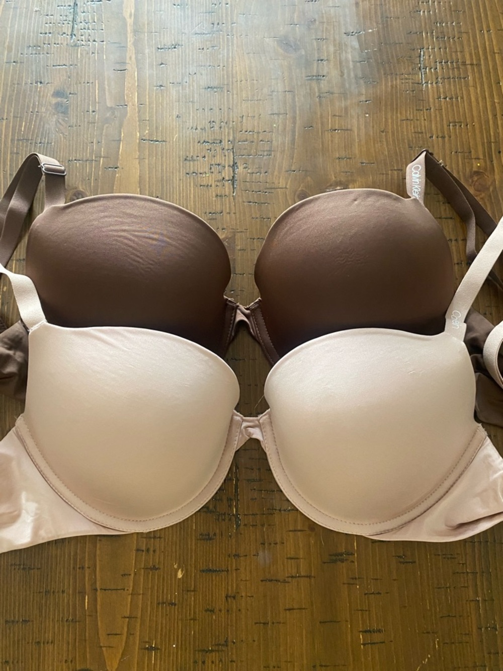 Calvin Klein Two-Pack Smooth T-Shirt Bras - Brown & Light Nude